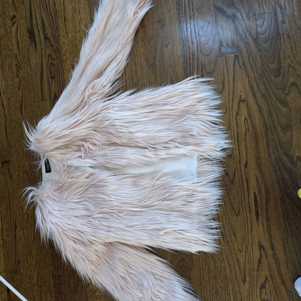 LANSHIFEI Blush Faux Fur Jacket L.vintage - Picture 6 of 6